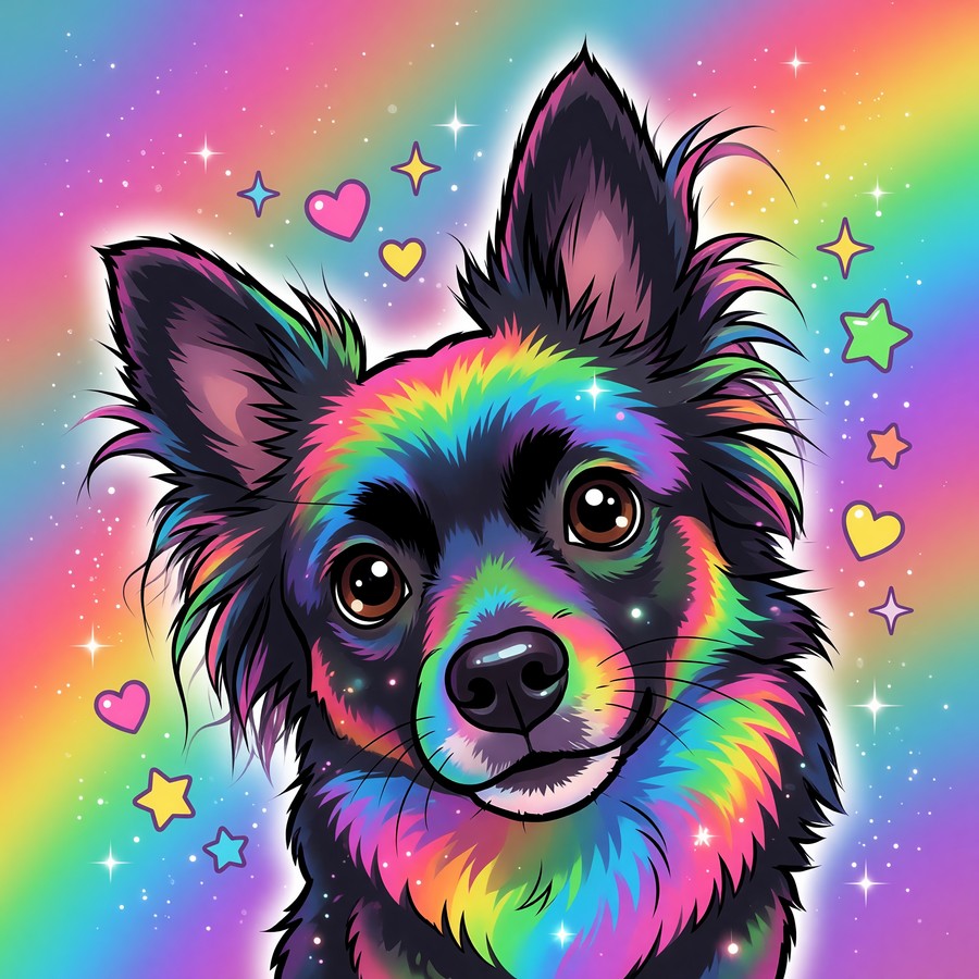 Rainbow Pop pet portrait